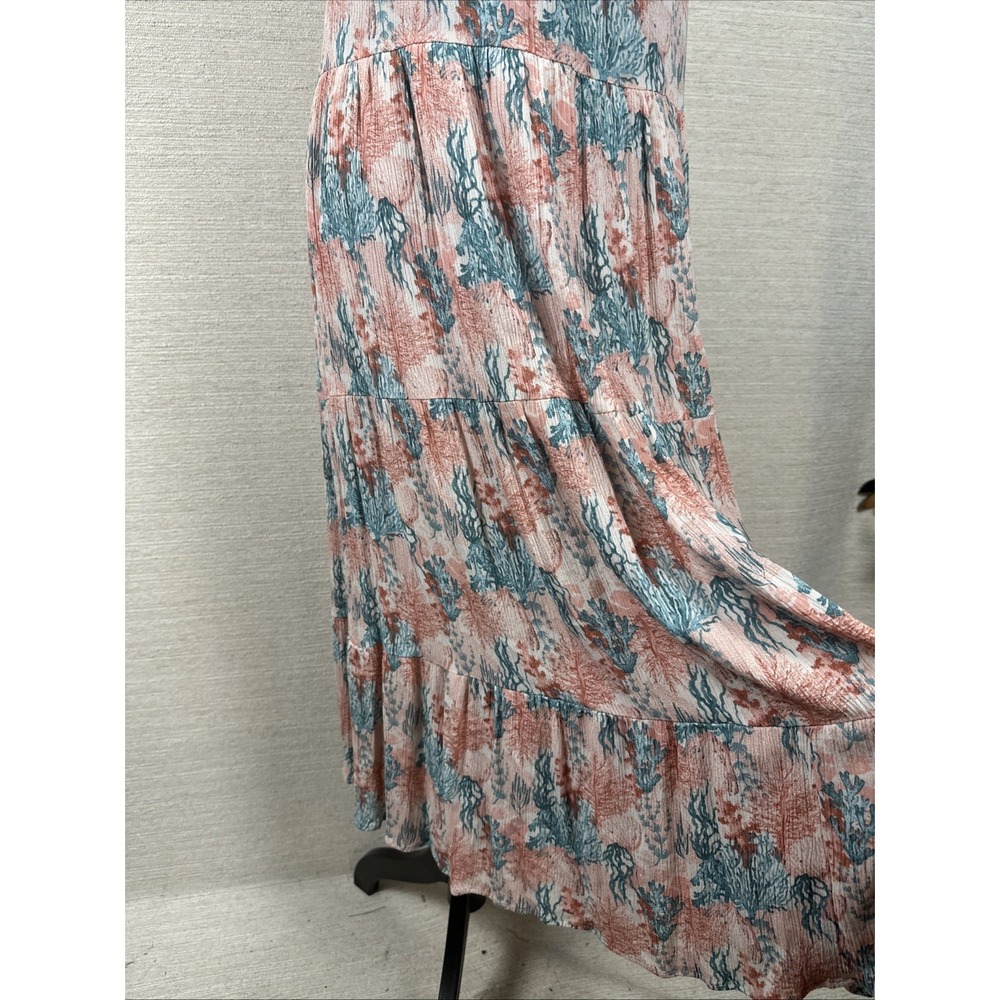 Stitch By Chenault Coral Print Midi Dress NWT Medium Boho Beach Resort Vacation - Picture 8 of 15
